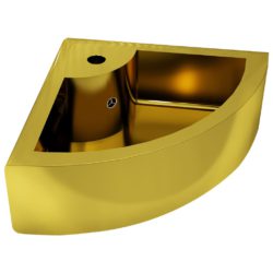 Vask med overløpsfunksjon 45x32x12,5 cm keramikk gull