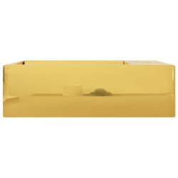 Vask med overløpsfunksjon 49x25x15 cm keramikk gull