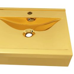 vidaXL Vask med overløpsfunksjon 60x46x16 cm keramisk gull