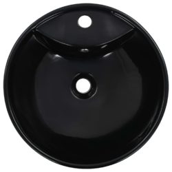 vidaXL Vask med overløpsfunksjon 46,5×18 cm keramikk svart