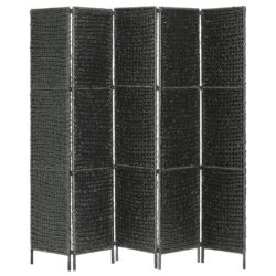 Romdeler med 5 paneler 193×160 cm vannhyacinth svart