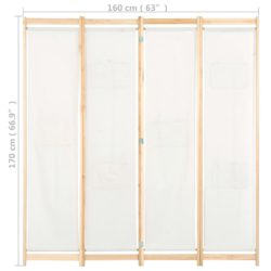Romdeler 4 paneler kremhvit 160x170x4 cm stoff