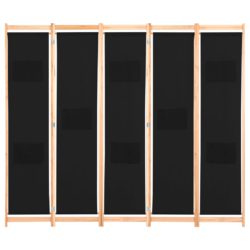 vidaXL Romdeler 5 paneler svart 200x170x4 cm stoff