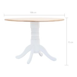 Spisebord hvit og brun 106 cm heltre gummitre