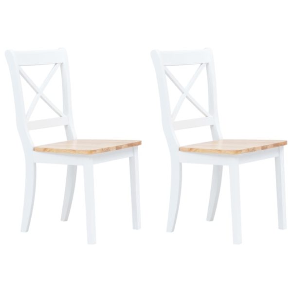 Spisestoler 2 stk hvit og lys run heltre gummitre