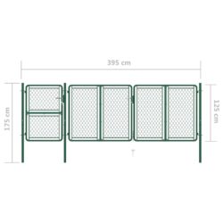 Hageport stål 125×395 cm grønn
