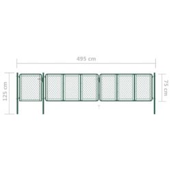 Hageport stål 75×495 cm grønn