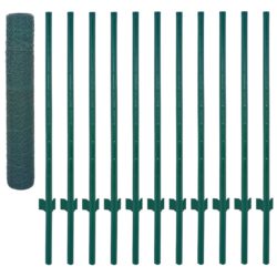 vidaXL Kjedenettinggjerde med stolper stål 25×1 m grønn