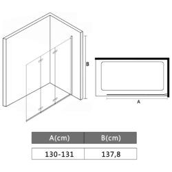 vidaXL Leddet dusjdør med 3 paneler ESG 130×138 cm