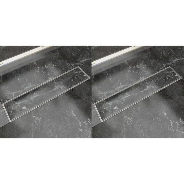 vidaXL Lineært dusjavløp 2 stk 530×140 mm rustfritt stål
