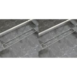 vidaXL Lineært dusjavløp 2 stk 830×140 mm rustfritt stål