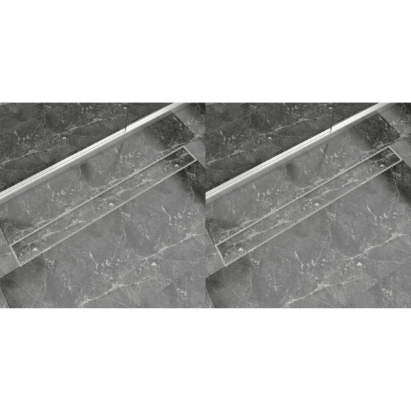 vidaXL Lineært dusjavløp 2 stk 1030×140 mm rustfritt stål