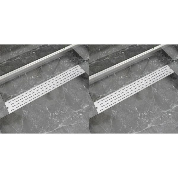 vidaXL Lineært dusjavløp 2 stk linje 830×140 mm rustfritt stål