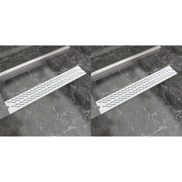 vidaXL Lineært dusjavløp 2 stk bølge 730×140 mm rustfritt stål