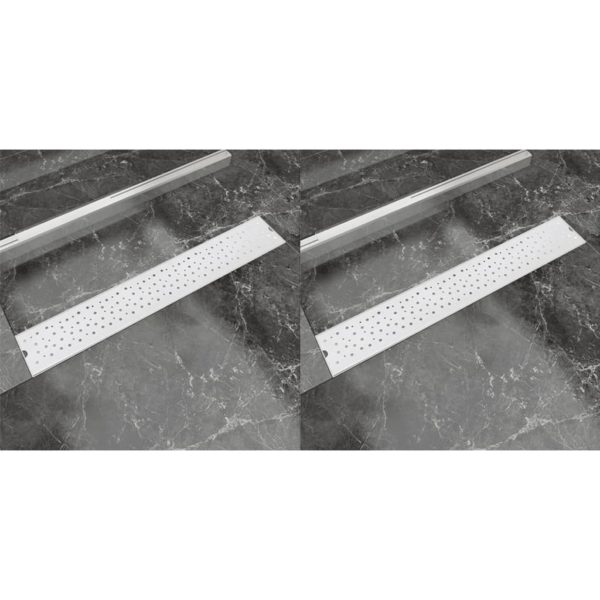 vidaXL Lineært dusjavløp 2 stk boble 730×140 mm rustfritt stål