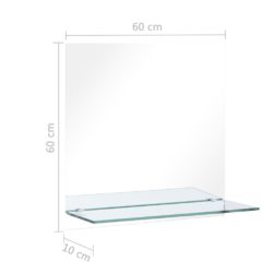 Veggspeil med hylle 60×60 cm herdet glass