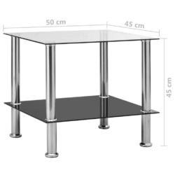 Sidebord gjennomsiktig 45x50x45 cm herdet glass