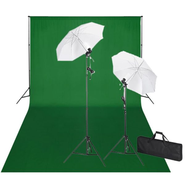 vidaXL Studiosett grønt bakteppe 600×300 cm og lys
