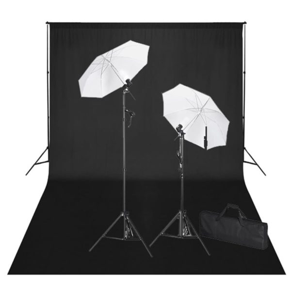 vidaXL Studiosett svart bakteppe 600×300 cm og lys