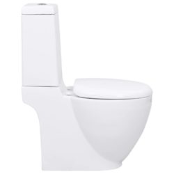 Keramisk toalett vannføring på baksiden hvit