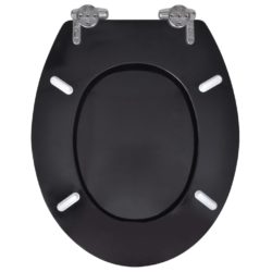 Toalettsete med myk lukkefunksjon MDF stilrent design svart