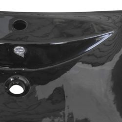 Luksus keramisk servant rektagulær svart med overløp og kranhull