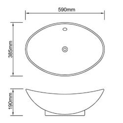Luksus Keramisk Vask Oval med Overløp 59 x 38,5 cm
