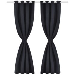gardiner med metallringer 2 stk svart 135 x 245 cm