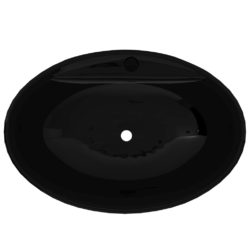 Keramisk oval baderomsservant servantbatterihull/overløpshull, svart