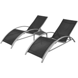 Solsenger med bord aluminium svart