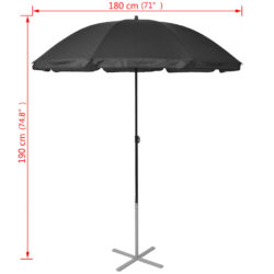 Solsenger med parasoll aluminium svart