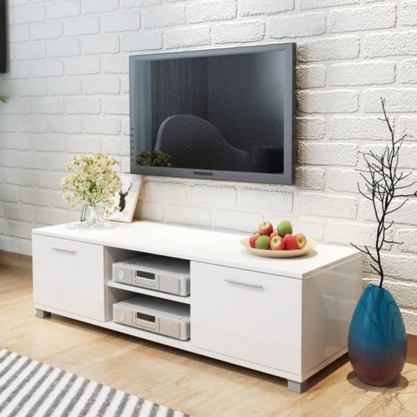 vidaXL TV-benk høyglans hvit 120×40,5×35 cm