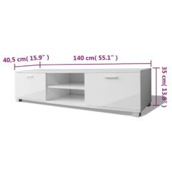 TV-benk høyglans hvit 140×40,5×35 cm