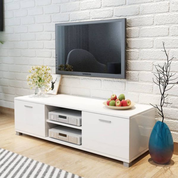 vidaXL TV-benk høyglans hvit 140×40,5×35 cm