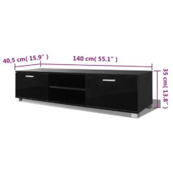 TV-benk høyglans svart 140×40,5×35 cm