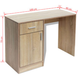 Skrivebord med Skuff og Skap Eik 100x40x73 cm