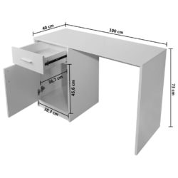 Skrivebord med Skuff og Skap Hvit 100x40x73 cm