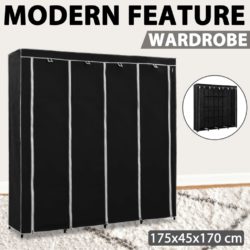 Garderobeskap med 4 rom svart 175x45x170 cm