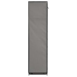 Garderobe med skap og stenger grå 150x45x175 cm stoff