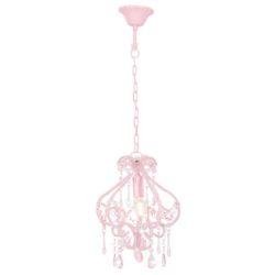 Taklampe med perler rosa rund E14
