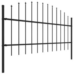 Hagegjerde med spydtopp stål (0,75-1)x1,7 m svart