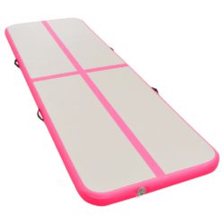 Oppblåsbar gymnastikkmatte med pumpe 800x100x10 cm PVC rosa