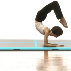 Oppblåsbar gymnastikkmatte med pumpe 800x100x10 cm PVC grønn