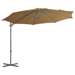 Utendørs parasoll med bærbar base gråbrun