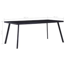 vidaXL Spisebord svart 160x80x75 cm herdet glass