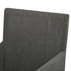 Spisestoler med armlener 2 stk gråbrun stoff