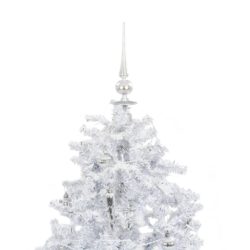 Kunstig juletre med snø og paraplyfot hvit 140 cm
