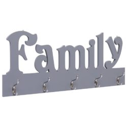 Veggmontert garderobepanel FAMILY grå 74×29,5 cm