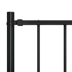 Gjerdepanel med stolper pulverlakkert stål 1,7×1 m svart