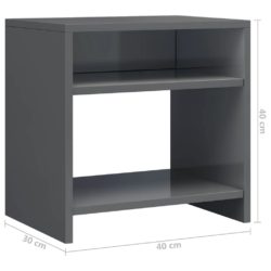 Nattbord høyglans grå 40x30x40 cm sponplate
